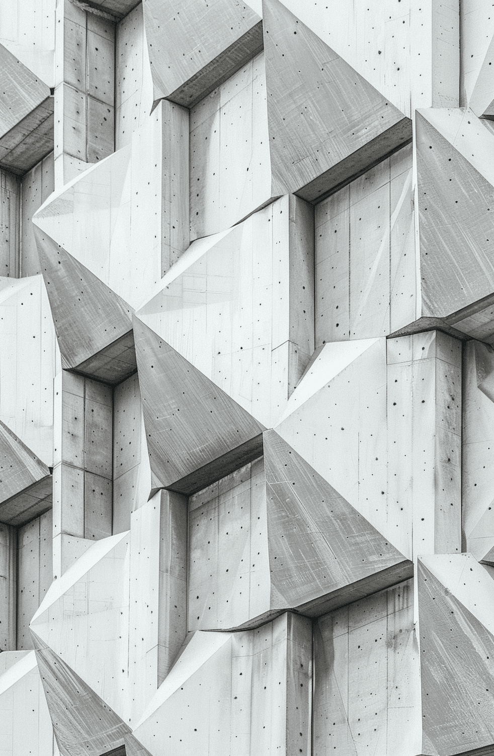 Angular concrete facade of a delivered residential building